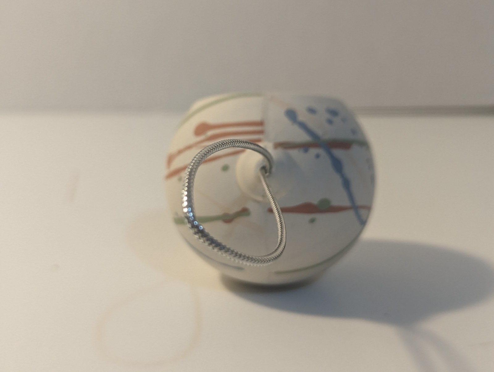 Hand Painted, Matte Ceramic Hanging Christmas Ornament.