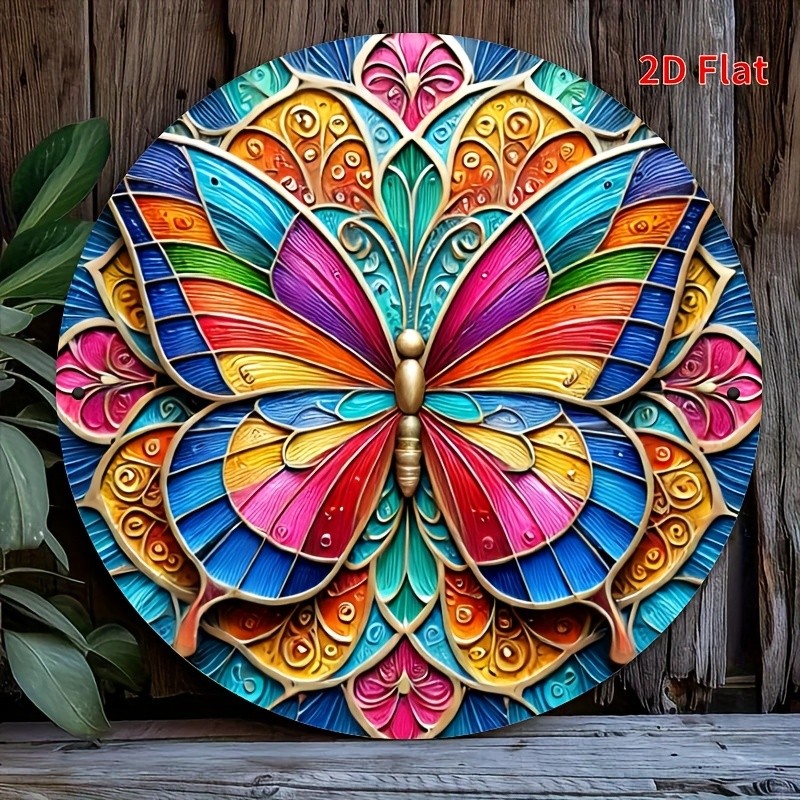 2D Printed Featuring Vibrant Butterfly Designs Tin Metal Signs Home Décor 8×8