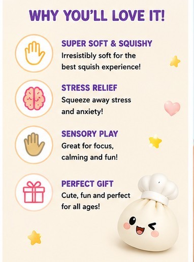 Dumpling Squishy Mystery Blind Pack – Soft Bun Stress Toy Random Surprise