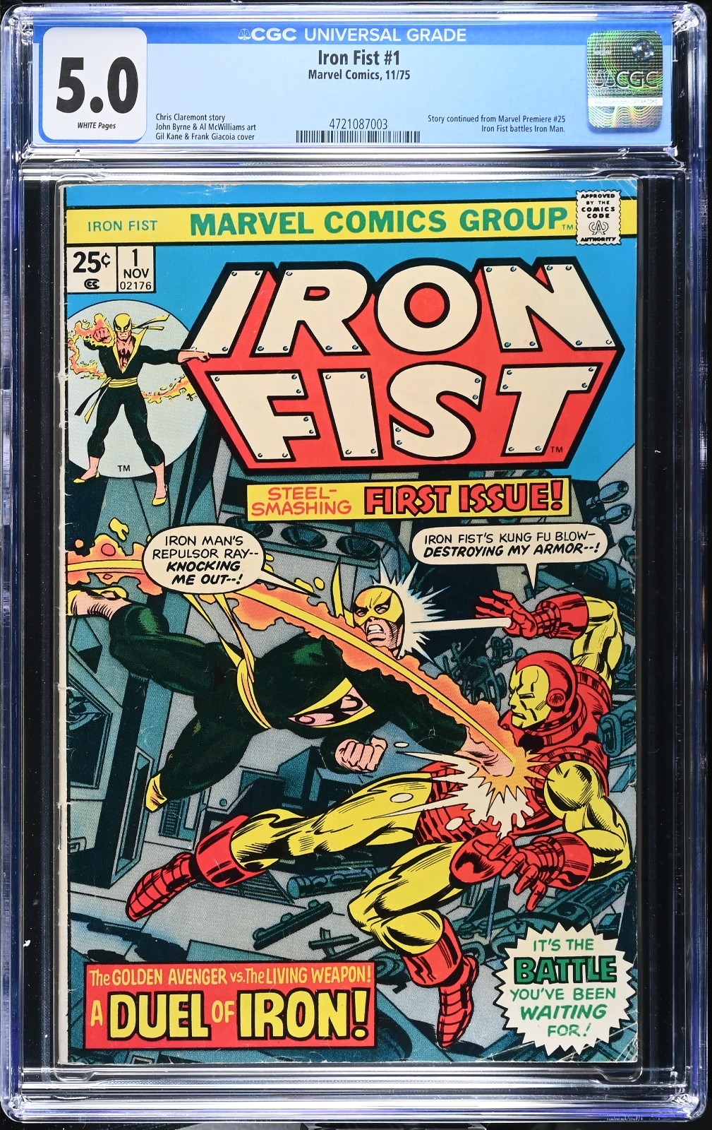 Iron Fist #1 CGC 5.0 Marvel 1975 Iron Man Chris Claremont John Byrne Gil Kane