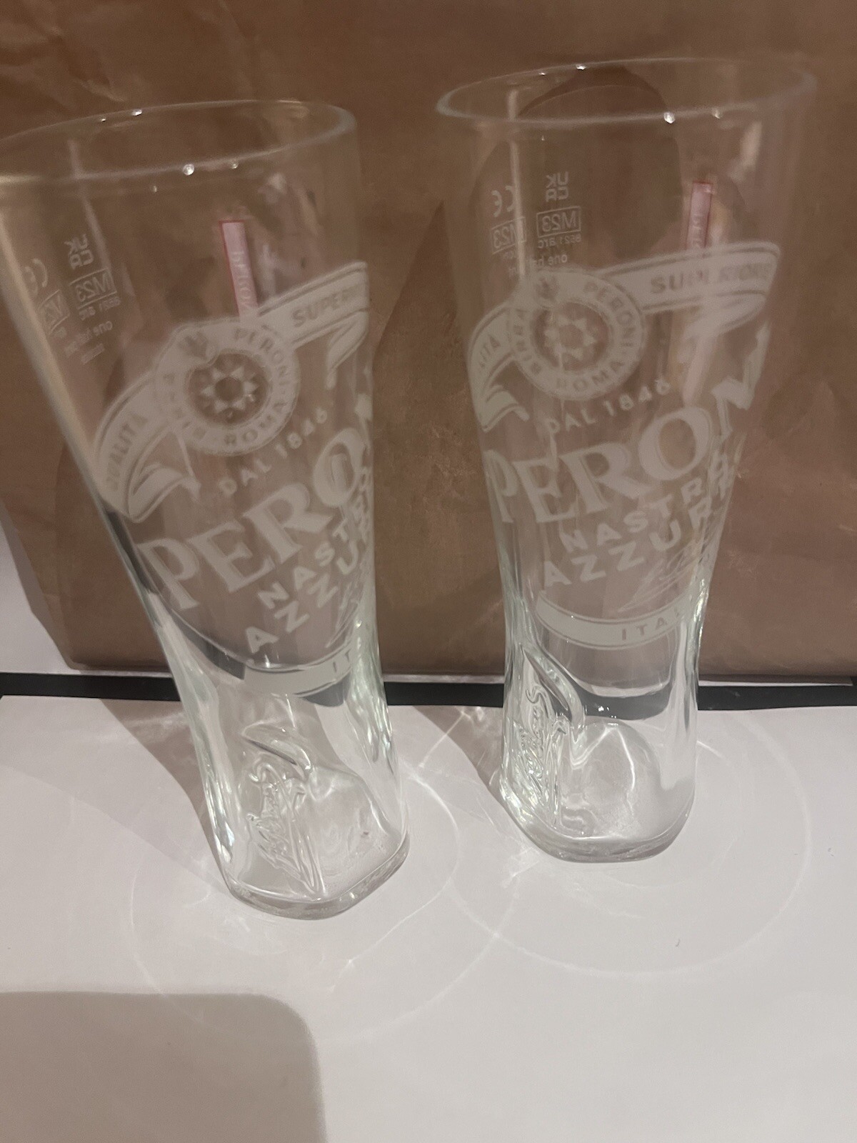 2 Peroni Half Pint Glasses Brand New Official 10oz