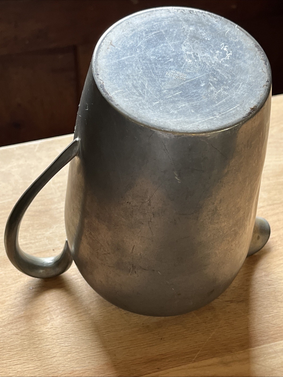 Vintage/ ANTIQUE ? PRIMITIVE SOLID PEWTER PITCHER WITH SPOUT.