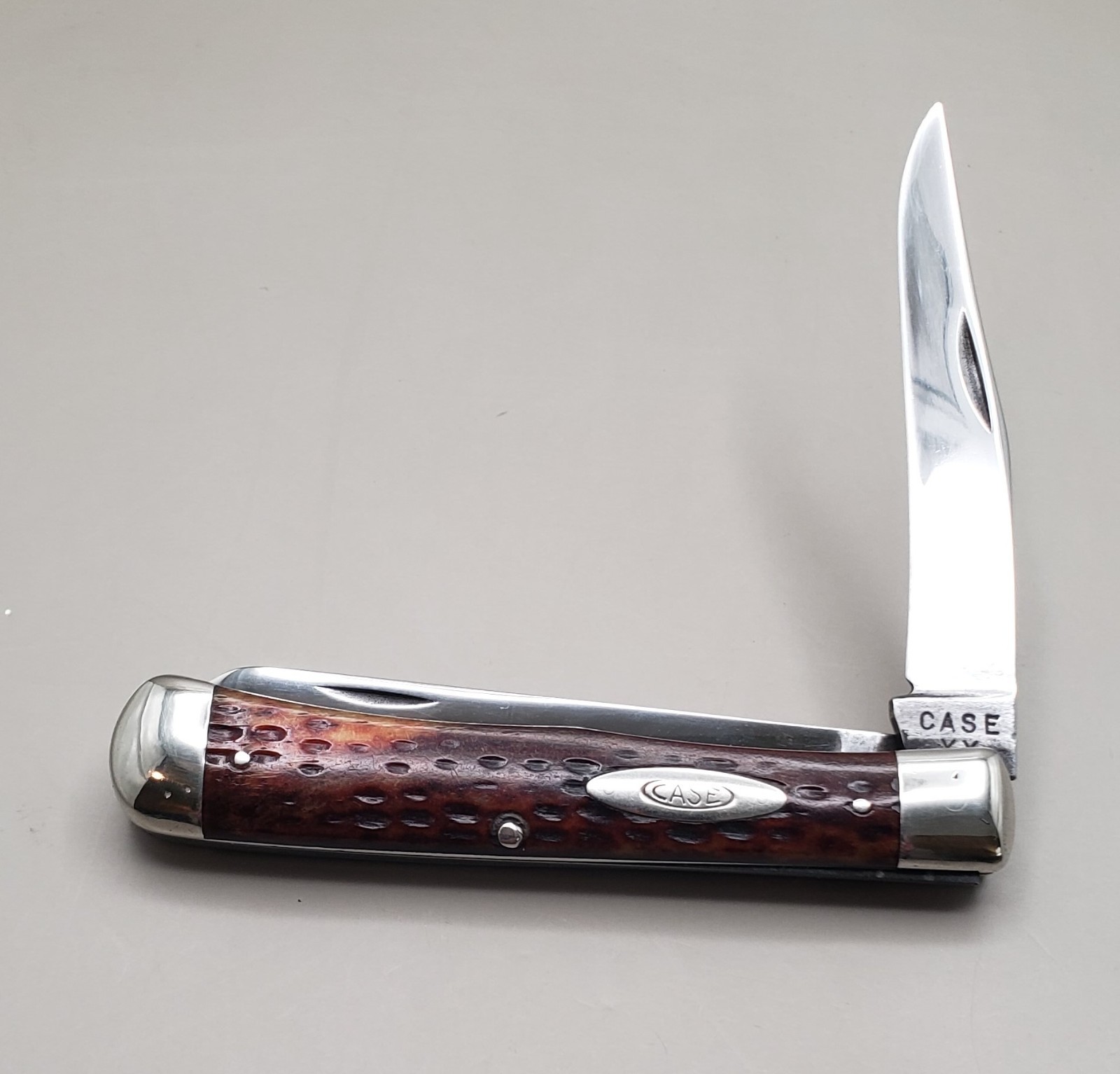 CASE XX 6254 Large Trapper Knife Red Bone Used 1940 – 1964