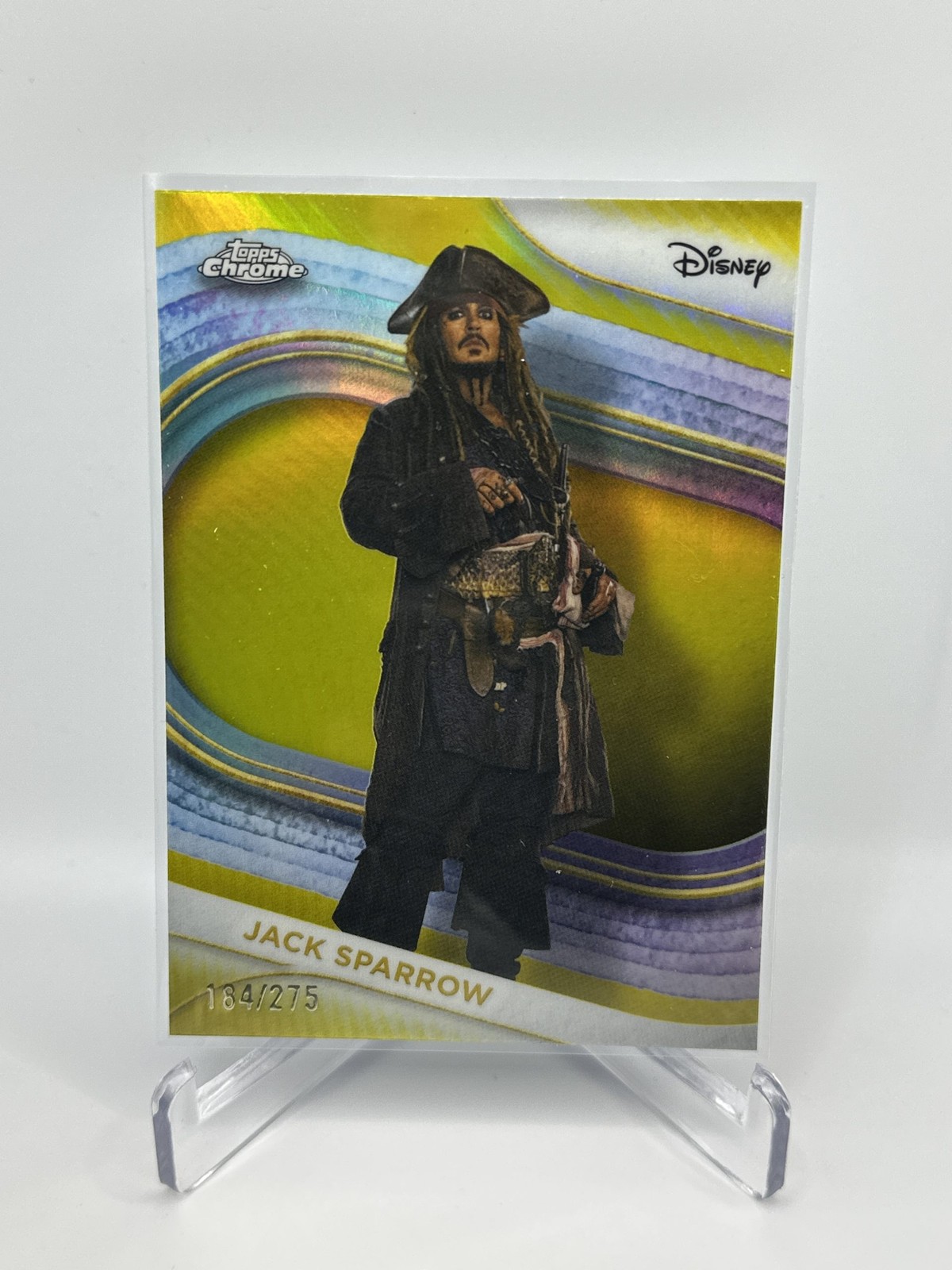 2025 Topps Chrome Disney JACK SPARROW Pirates Caribbean Yellow Refractor /275