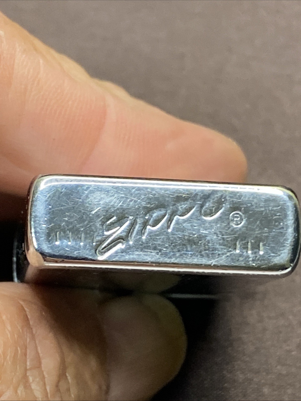 VINTAGE 1967 ZIPPO SLIM LIGHTER STRIPED ENGRAVED “JEAN”