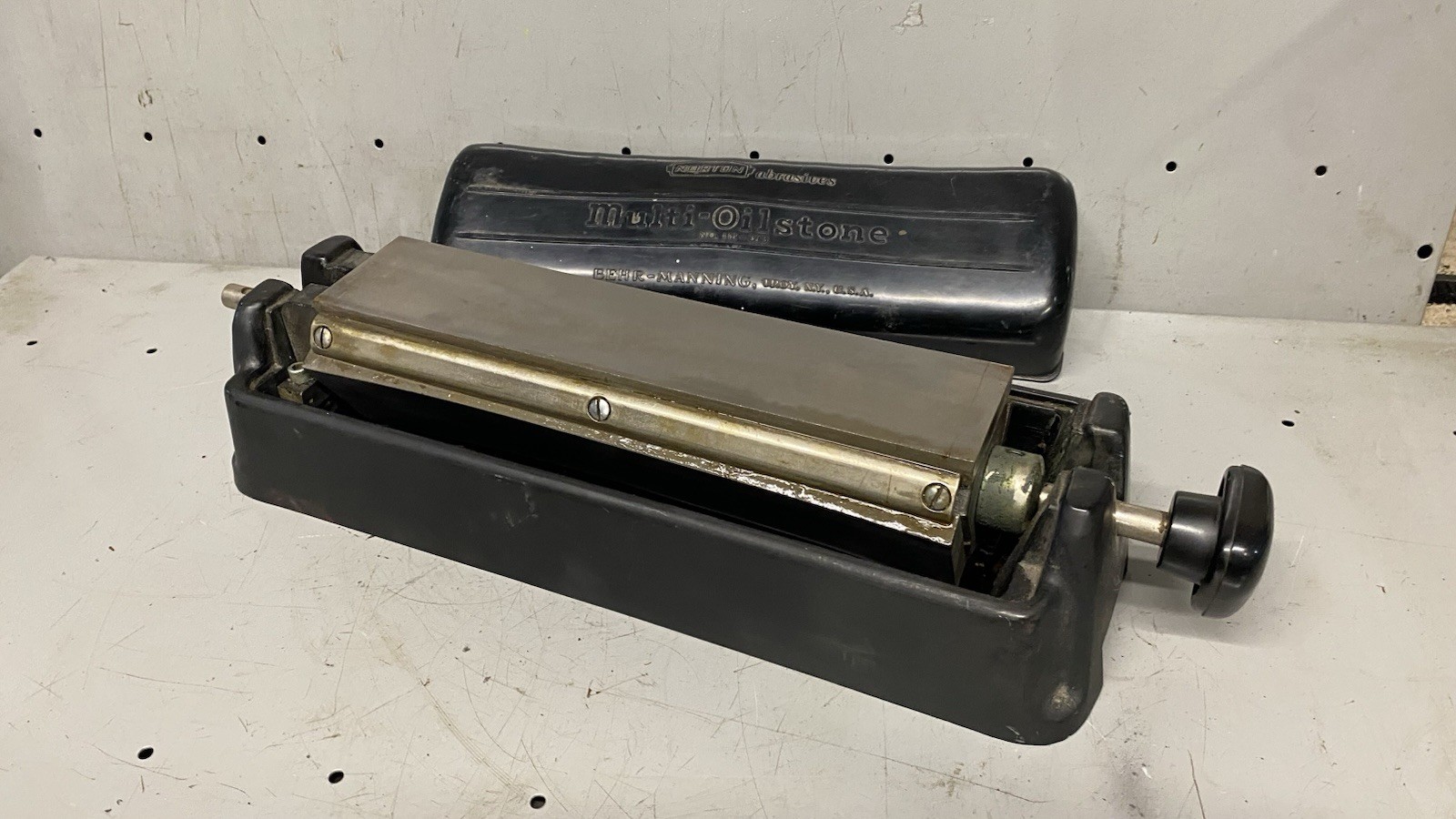 Norton Multi Oilstone Sharpening Station Rotating Tri Stone Professional Knife ￼