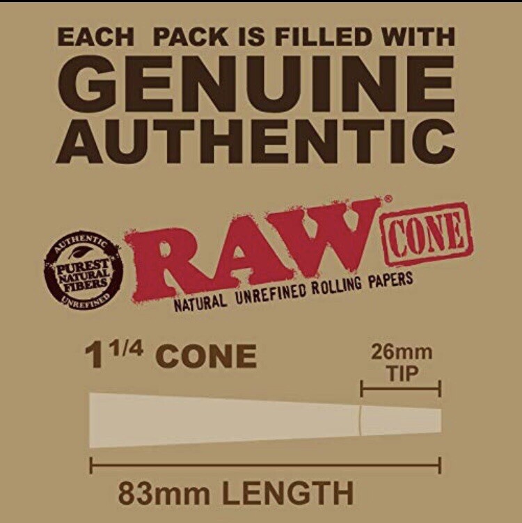 50 Count- RAW CLASSIC 1 1/4 Size Pre-Rolled Cones W/Filter Tips 100% AUTHENTIC