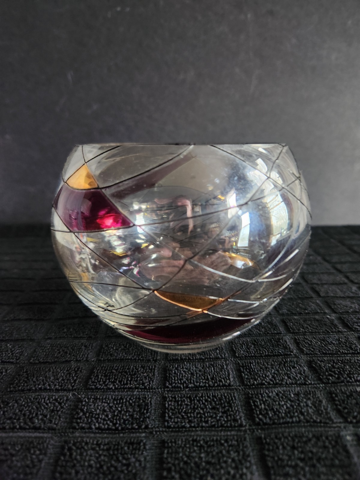 PartyLite Candle Holder • Calypso Mosaic Stainless Glass Tealight/Votive Holder