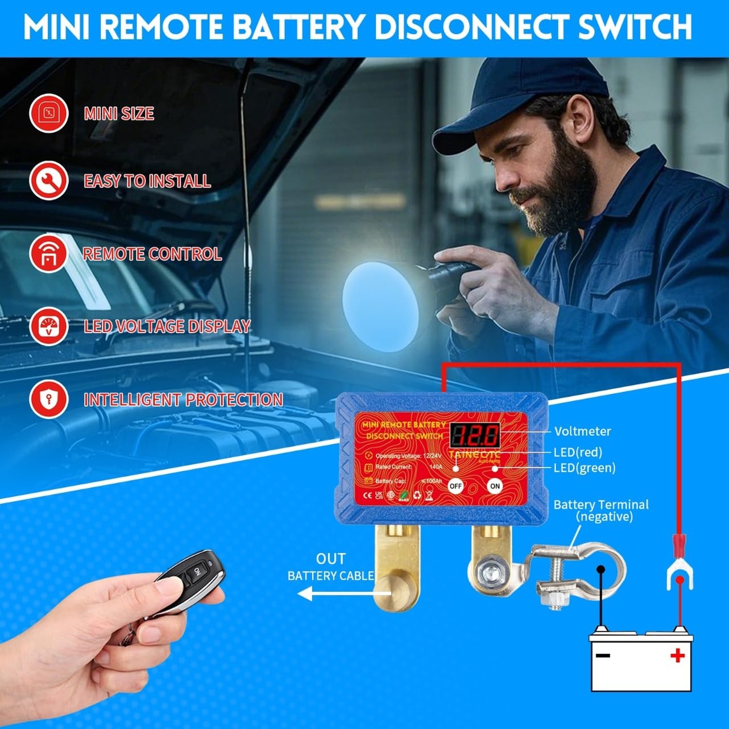 Battery Kill Switch for Car – Remote Battery Disconnect Switch 12V/… Fast Ship