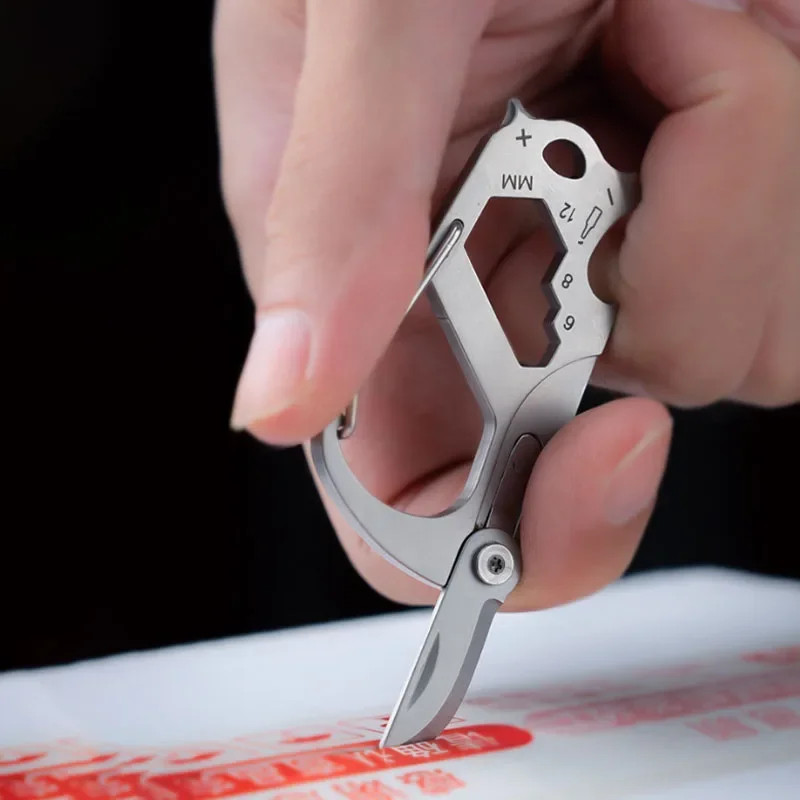 Mini EDC Folding Knife Screwdriver Cutter Stainless Steel Pocket Knife Key Chain