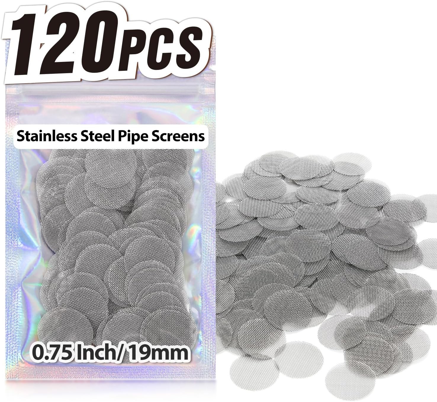 120pcs 3/4 Inch 19mm Stainless Steel Pipe Screens Pack Metal Mesh Strainer