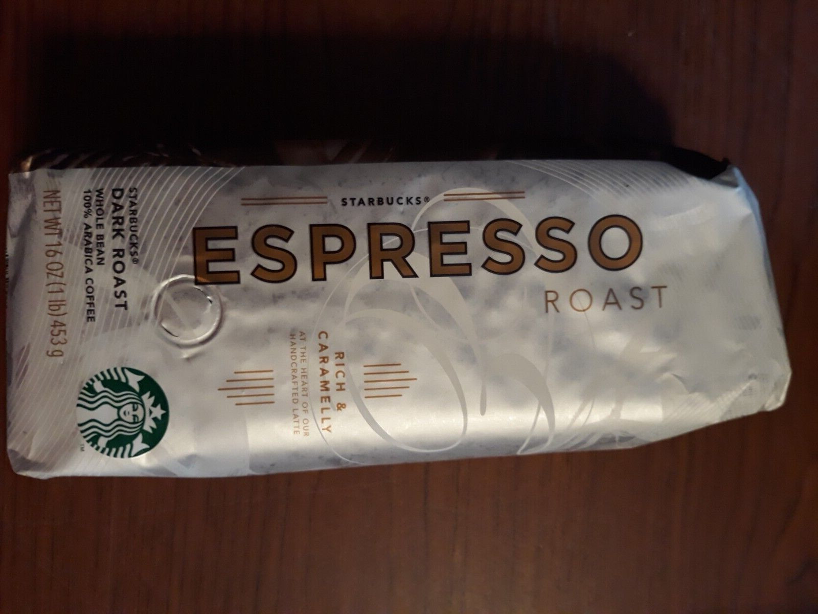 Starbucks Espresso Coffee Whole Bean Coffee Dark Roast 16oz/453g 04/2020 F