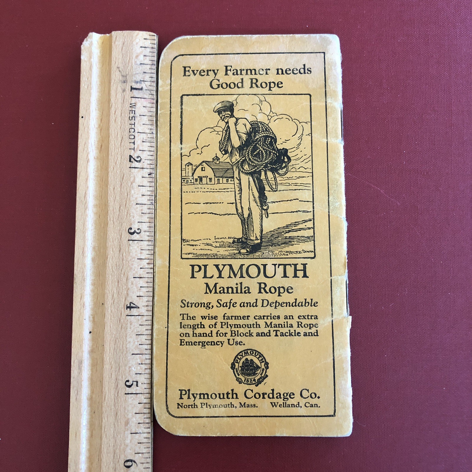 Vintage 1926 Plymouth Twine Cordage Co Pocket Advertising Memo Book Calendar