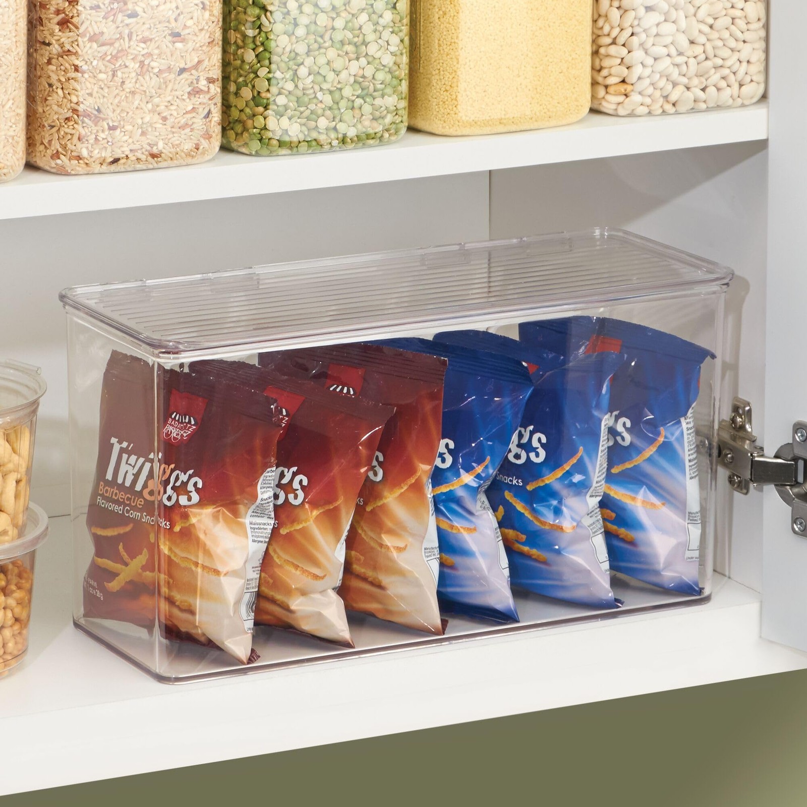 Idesign Plastic Stackable Hinged-Lid Pantry Or Kitchen – Set Of 2 –