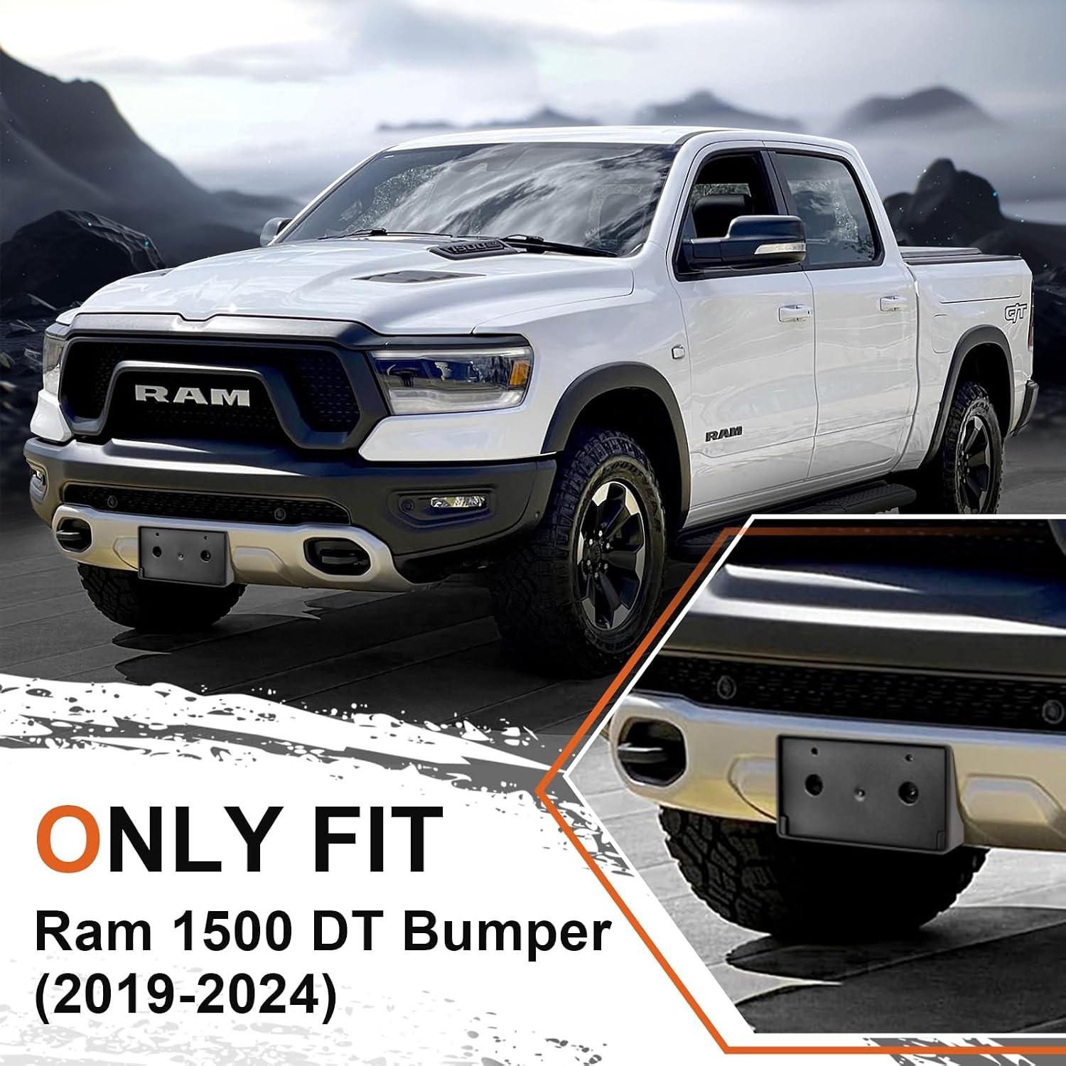 Front License Plate Frame for Ram 1500 DT 2019 2020 2021 2022 2023 2024 Licen…