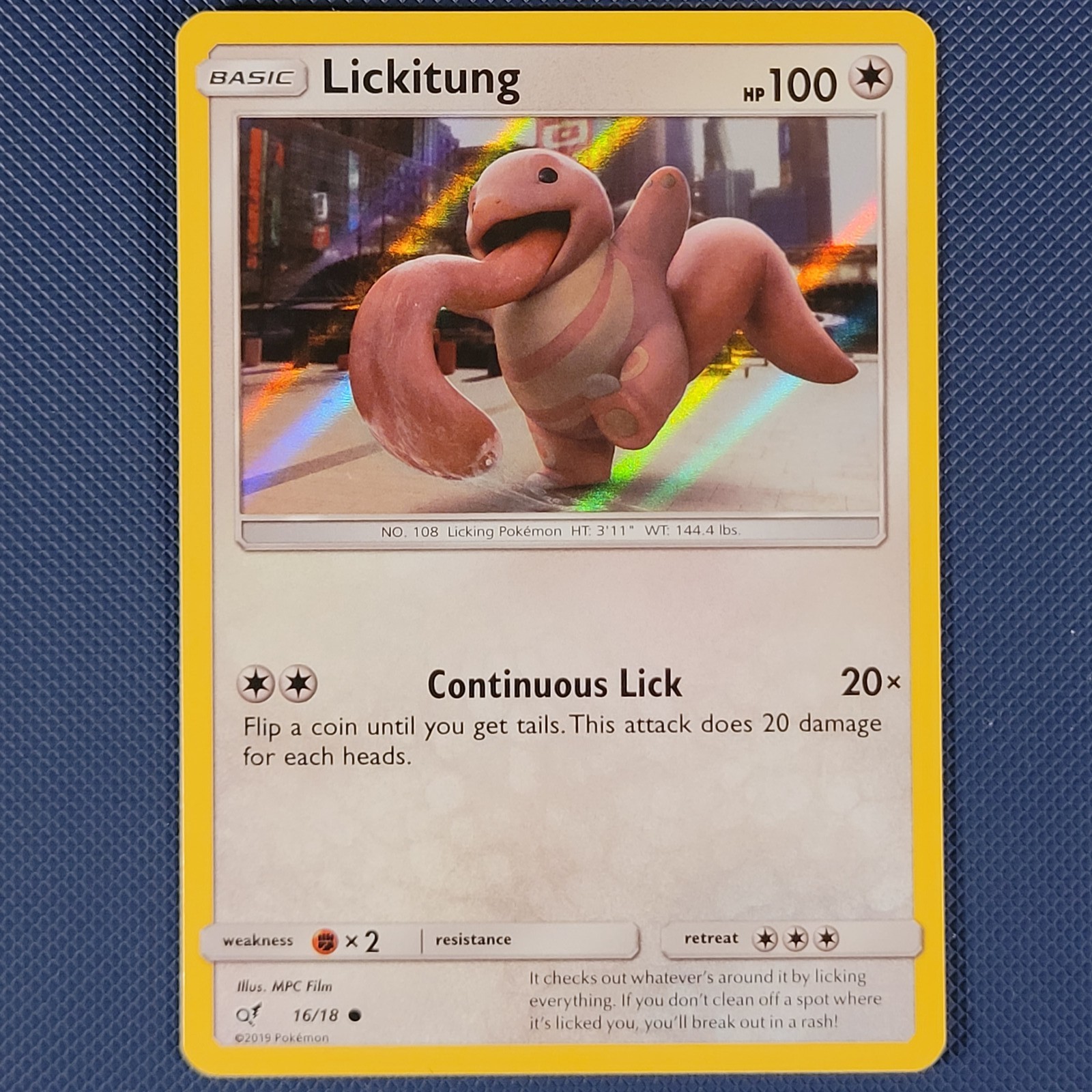 Lickitung 16/18 – Detective Pikachu – Common Holo Pokemon Card – M / NM