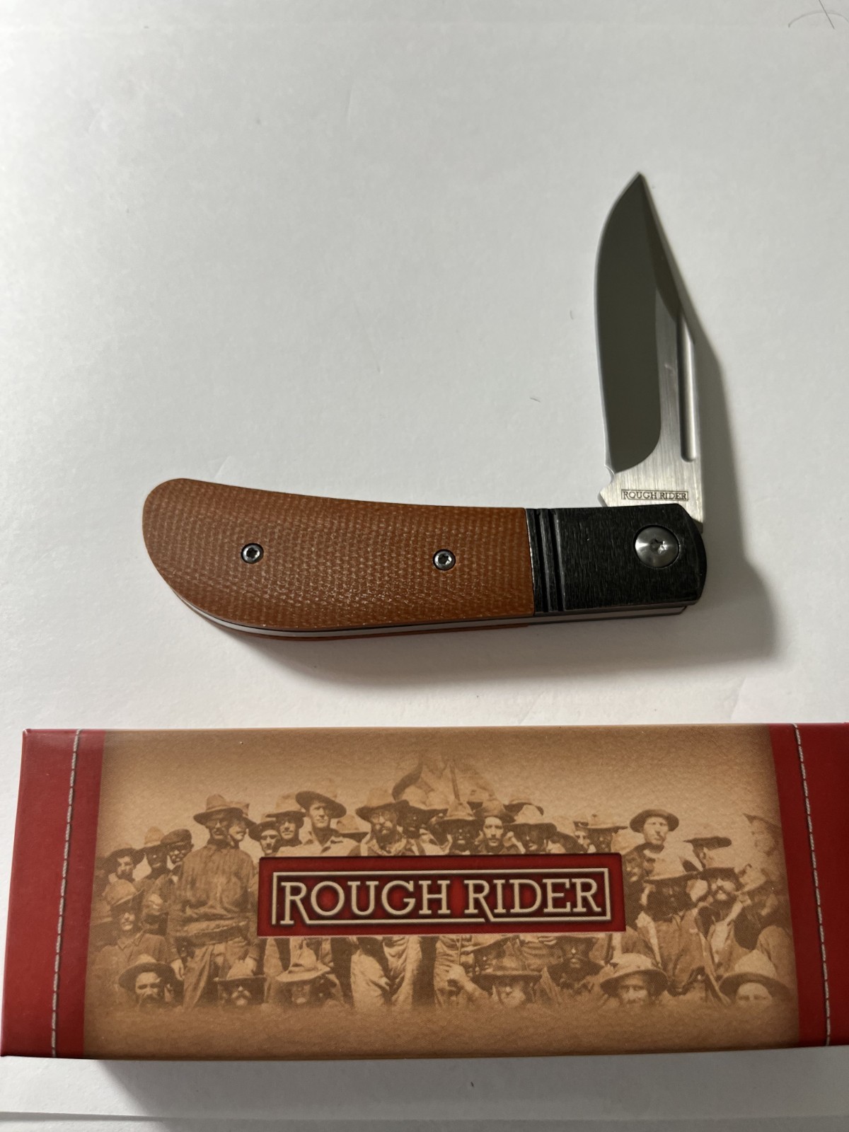 Rough Rider Slip Joint Brown Micarta Folding Stainless Drop Pt Pocket Knife 2698
