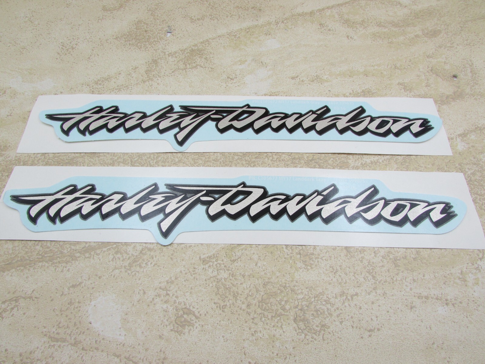 2 Vintage Harley Davidson Silver/Black Fuel Gas Tank Decal, Waterslide