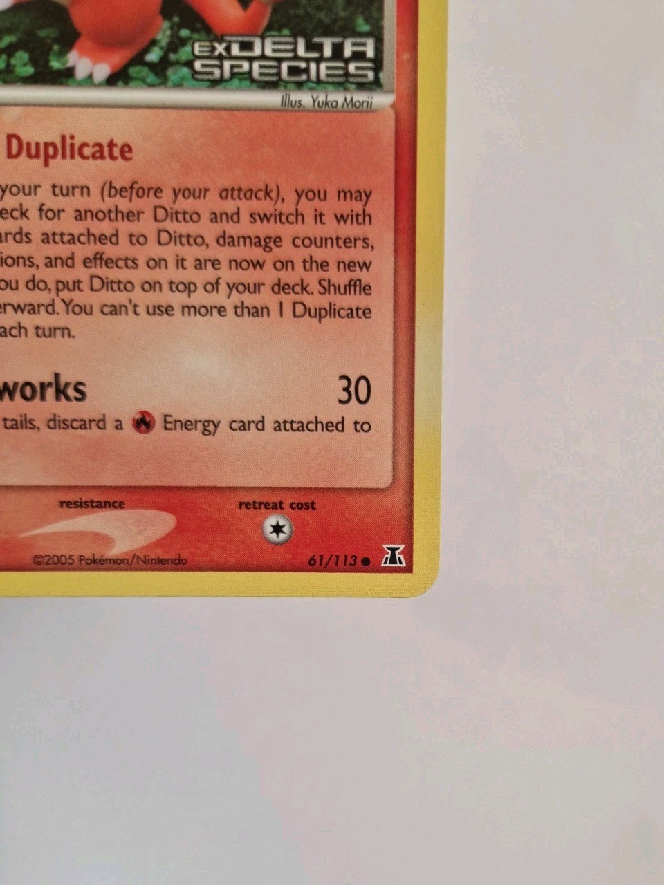 ​Ditto Charmander 61/113 Reverse Holo Stamped EX Delta Species 2005 ENG + SKETCH