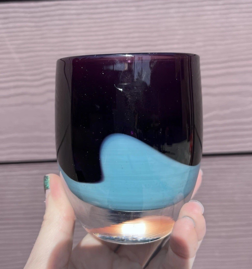 Elephant Collection Purple Blue Glassybaby – Unstickered Original Elephant Set