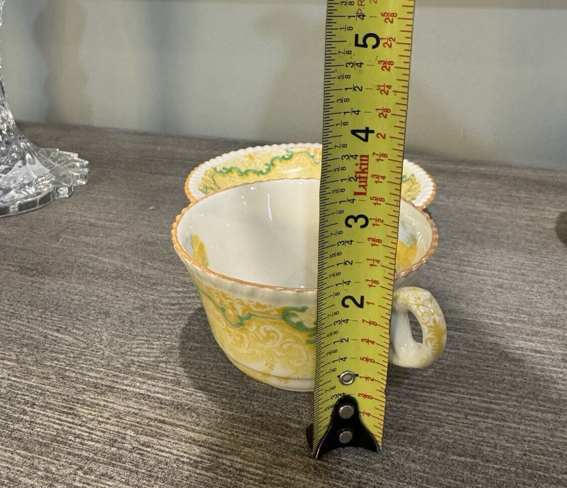 Antique Copeland Spode Continental Views Yellow & Green Teacup & Saucer
