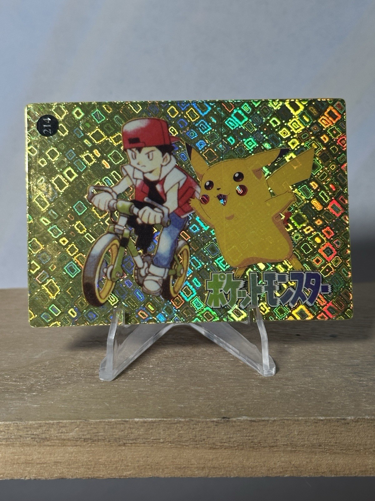 Gold Red Pikachu #214 Pokémon Japanese Vintage Prism Vending Sticker LP/NM RARE
