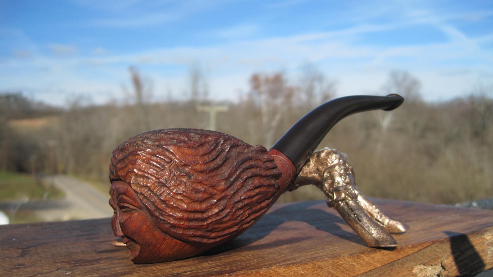 Unbranded Carved Face Made In Italy Smoking Estate Pipe 5.1/4″ L