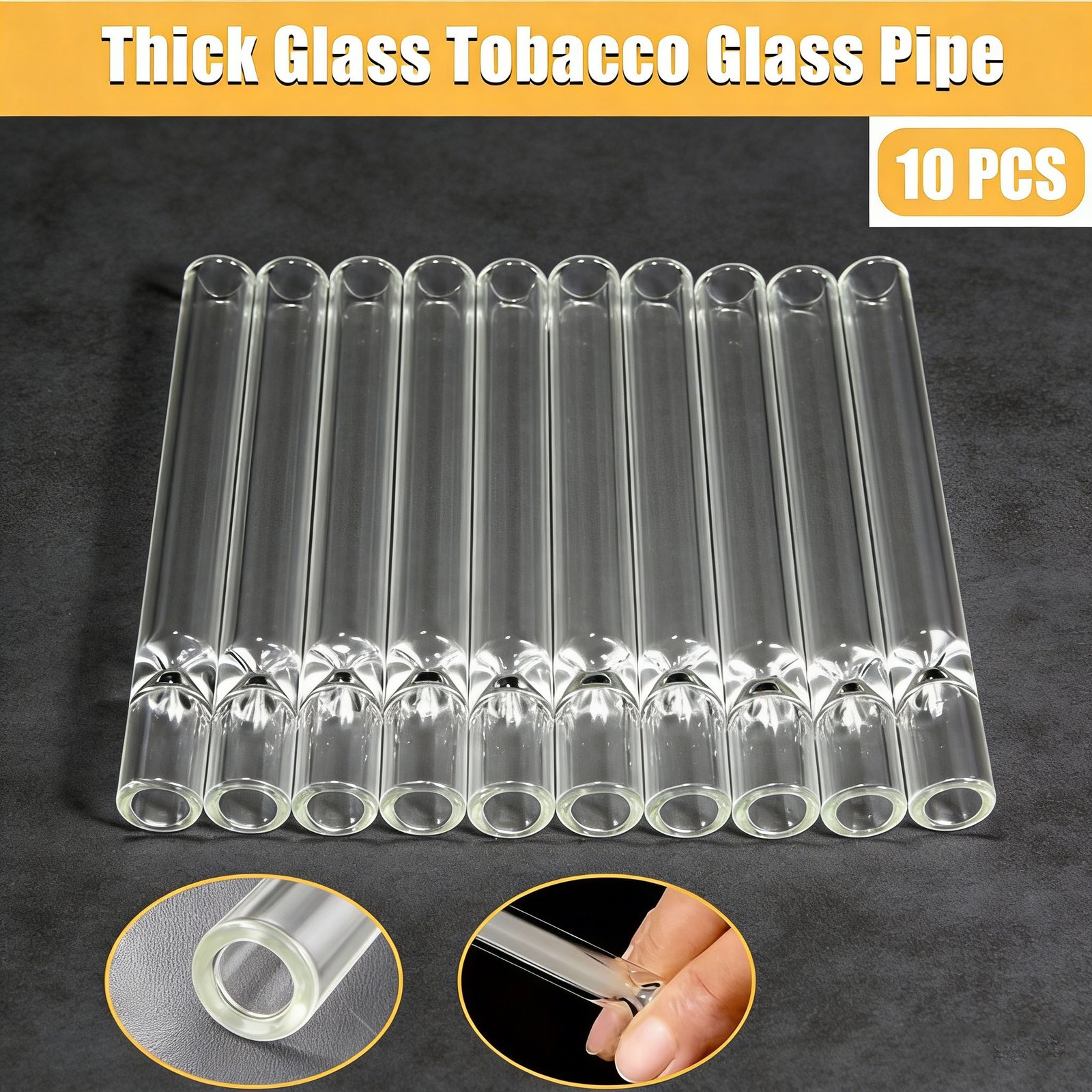Thick Pyrex Glass Chillum 10-Piece Single Hit Portable Smoking Hand Pipe