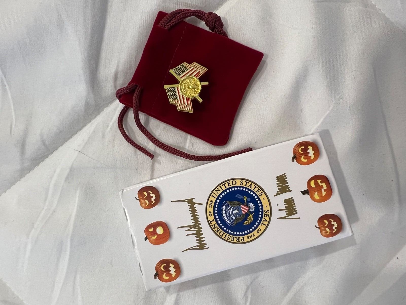 Donald Trump white house Halloween candy and Pin