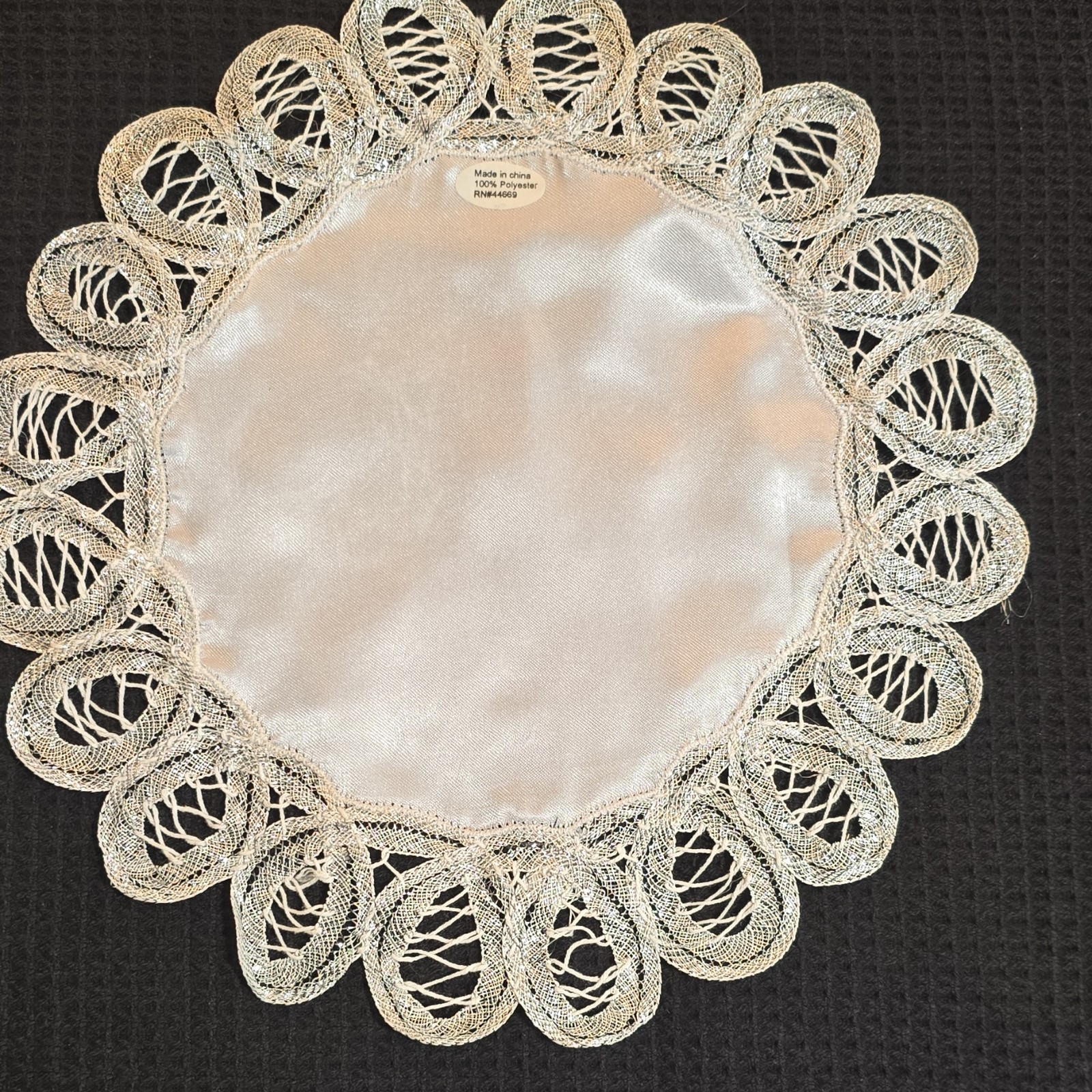 White Lace Polyester Round Doily Less Than 10 in Decorative Table Accent