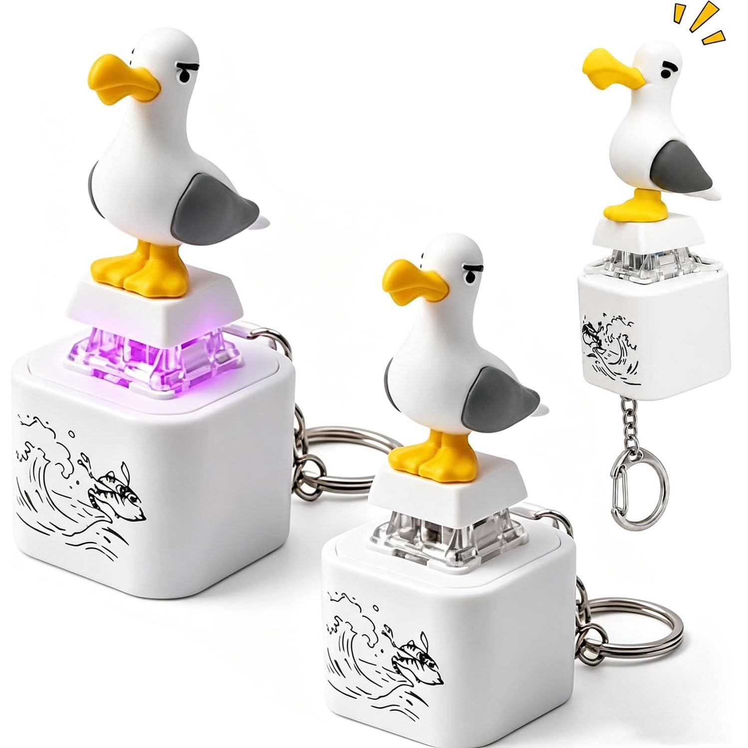 Seagull Mine Button Keychain, Seagull Mine Button, Rechargeable Fidget Clicker
