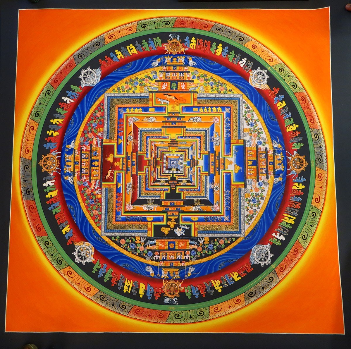 Tibetan Buddhism 90 cm Huge Ritual Kalachakra Mandala Hand Painting Thangka free
