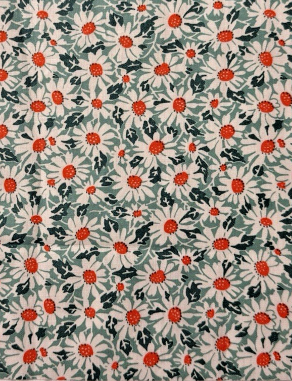 Vintage 1940’s feedsack floursack fabric piece 8.5×10″ daisies