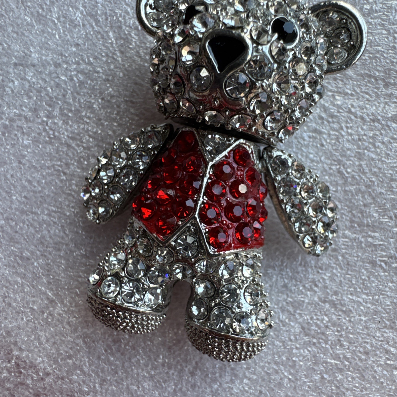 Articulated Rhinestone Teddy Bear Keychain Disney Mouse Ears On Back
