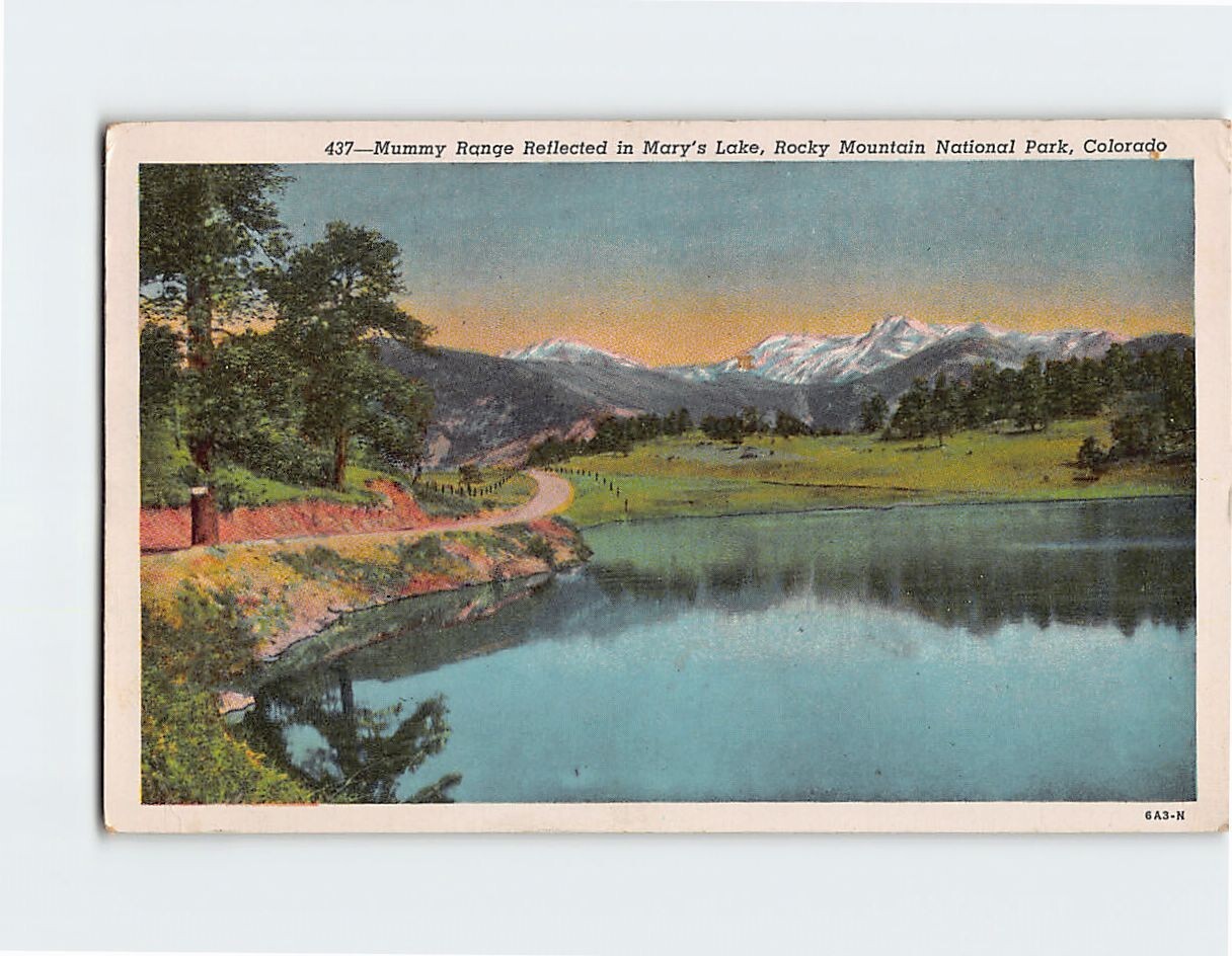 Postcard Mummy Range Reflected in Mary’s Lake, Rocky Mountain National Park, CO