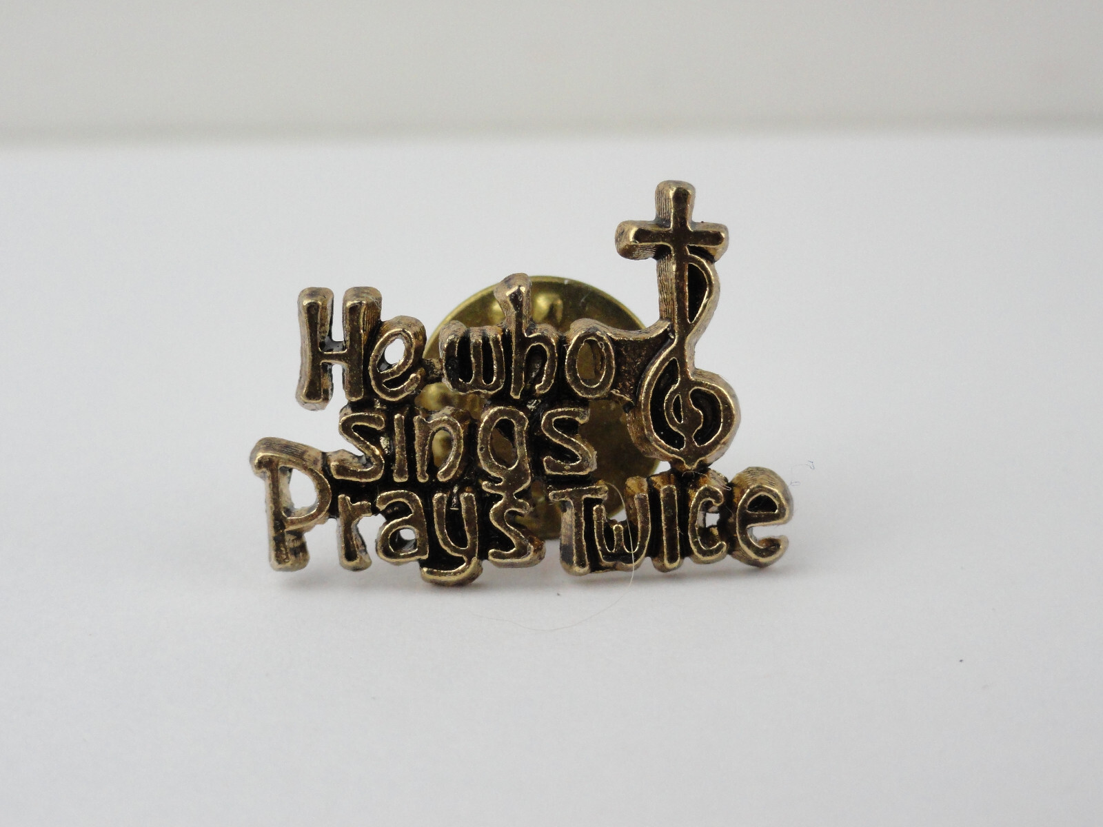 He Who Sings Prays Twice Church Choir Worship Metal Lapel / Hat Pin
