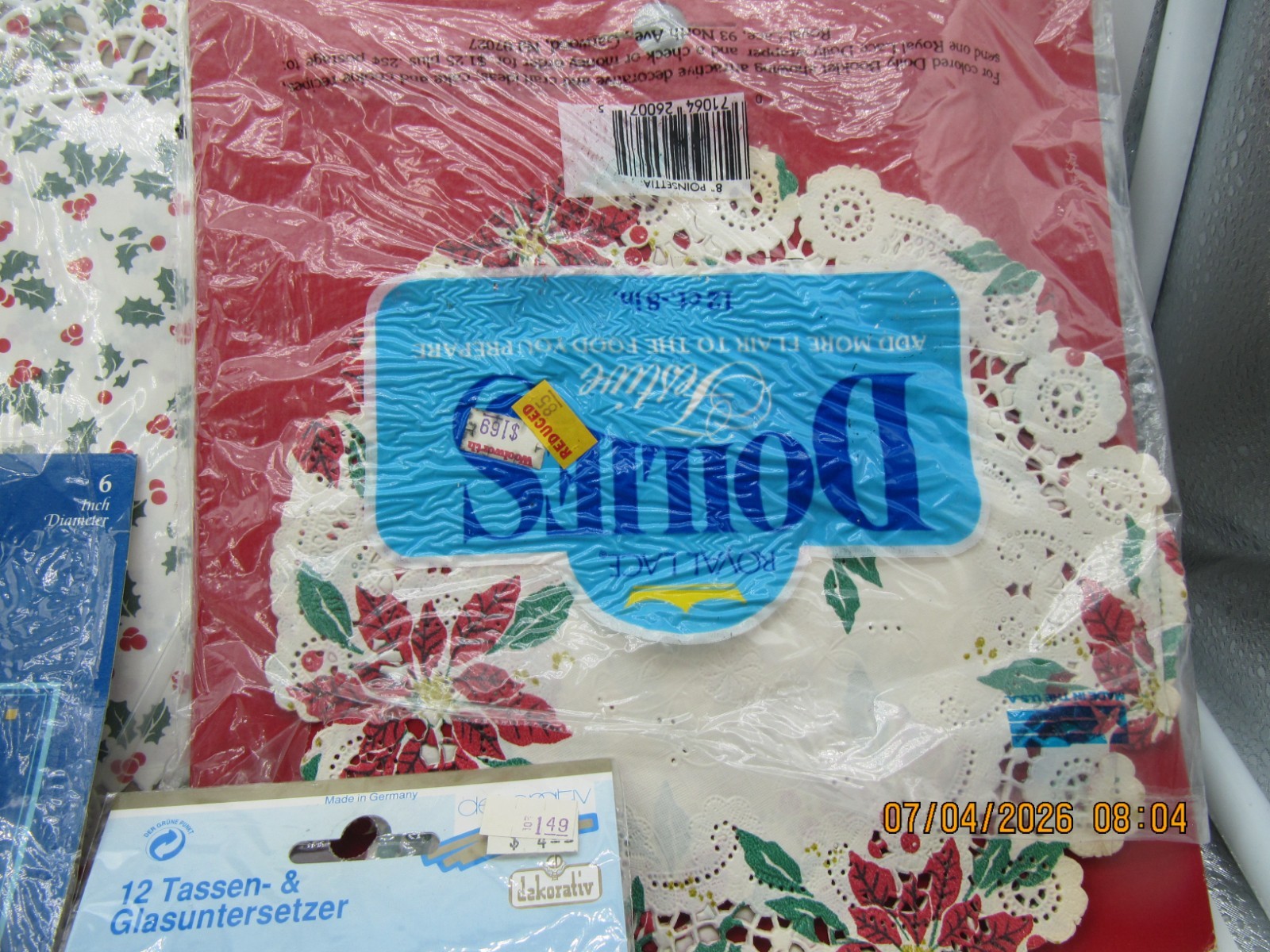 Lot of 10 Vintage Christmas Napkins, Doilies & Appetizer Picks