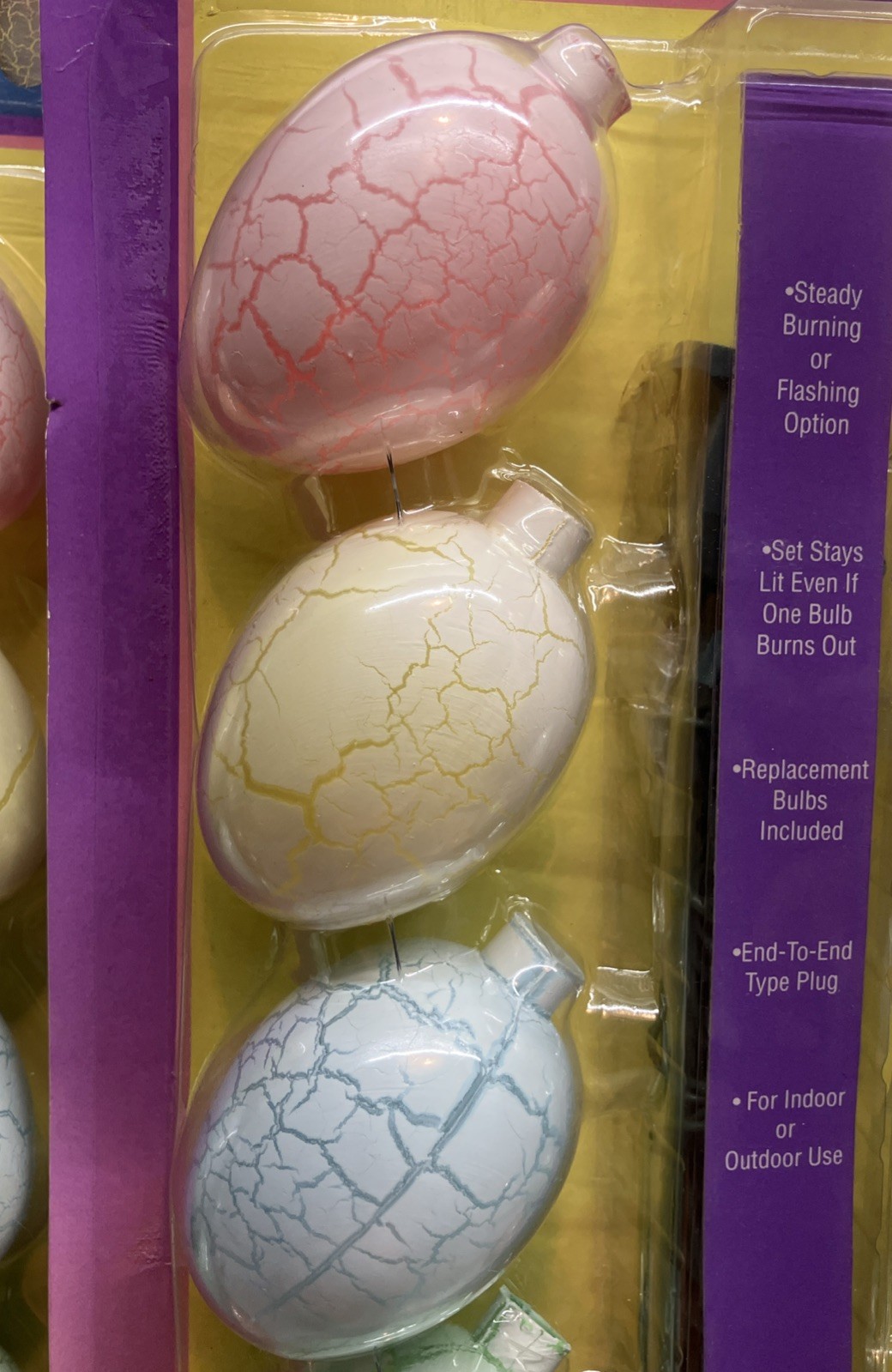 EASTER EGG String Lights – 2 Sets Crackle Blow Mold Pastel Cracked Eggs NOS
