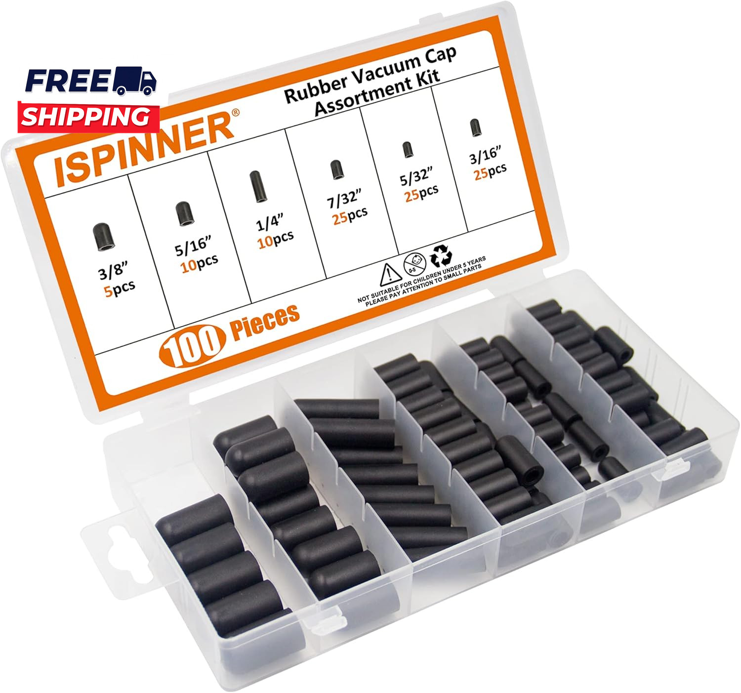 100Pcs Rubber Vacuum Caps Assortment Kit, Hose End Caps for Manifold, Automotive