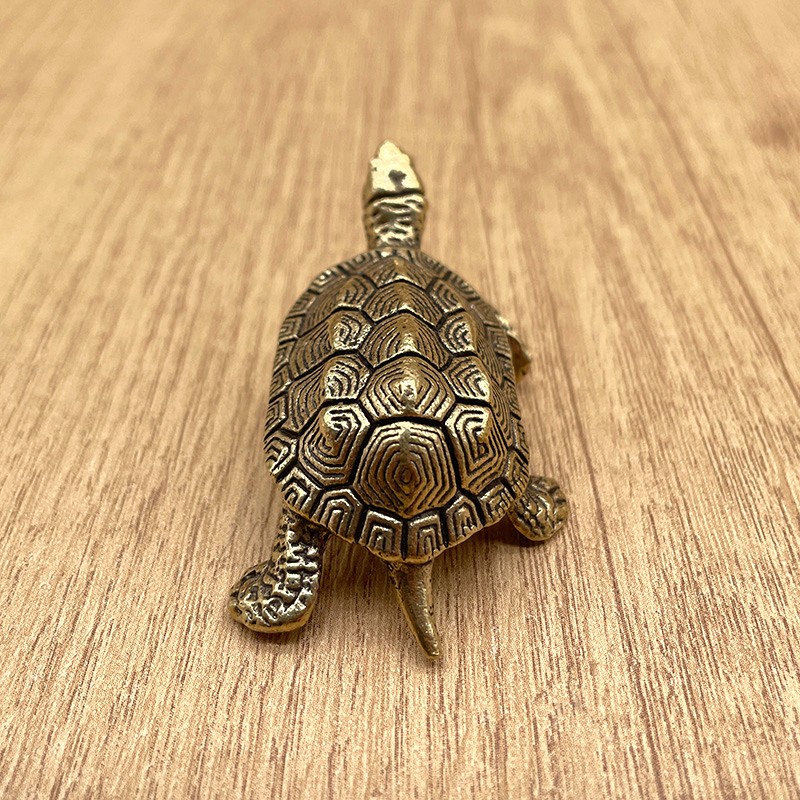 Brass Turtle Figurine Mini Animal Statue Vintage Desk Decor Solid Brass Ornament