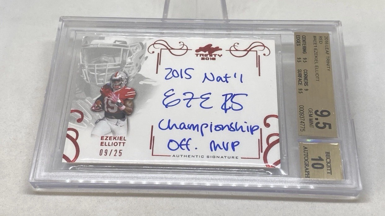 2016 Ezekiel Elliott AUTO Inscript /25 “NAT CHAMP RC BGS 9.5/10 POP3 COLLECTION