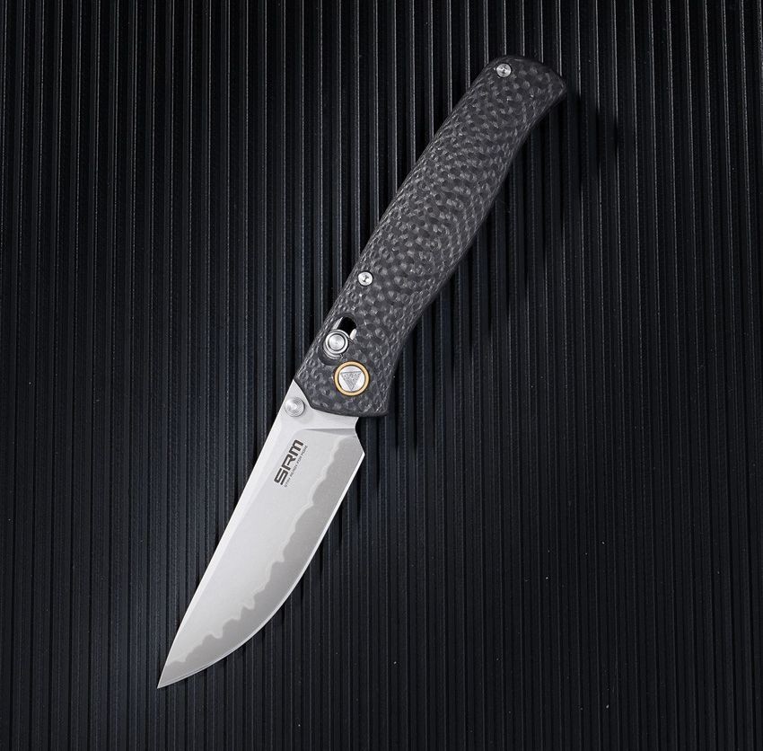 SRM Knives 255L Folding Knife 3¼” 140Cr Steel Blade Carbon Fiber Handle 255LCB2