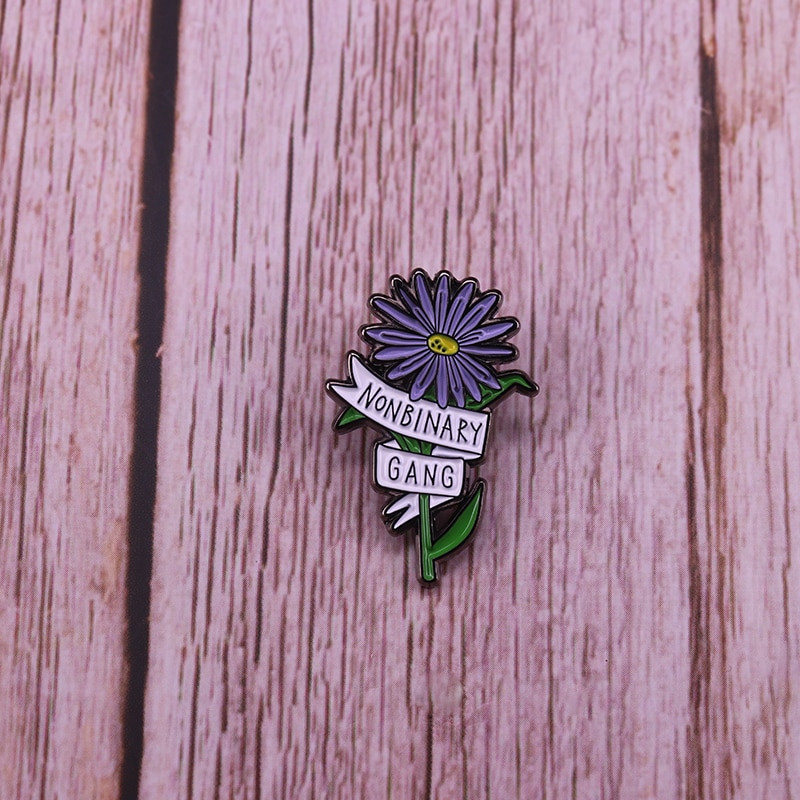 Nonbinary Non-binary Gang Yellow White Purple Black 1.25″ Enamel Pin US SELLER