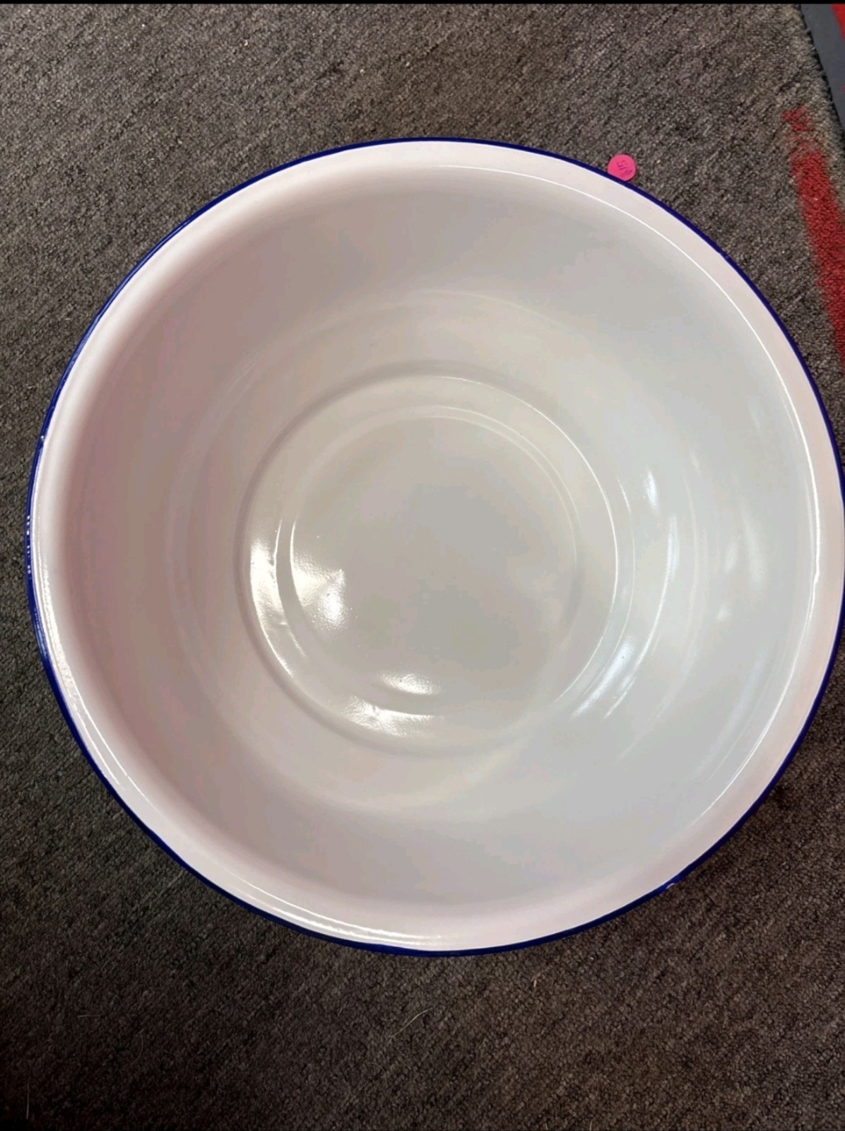 Enamel White Bowl 40cm Diameter Round Basin Kitchen Utility Wash Bowl Enamelware