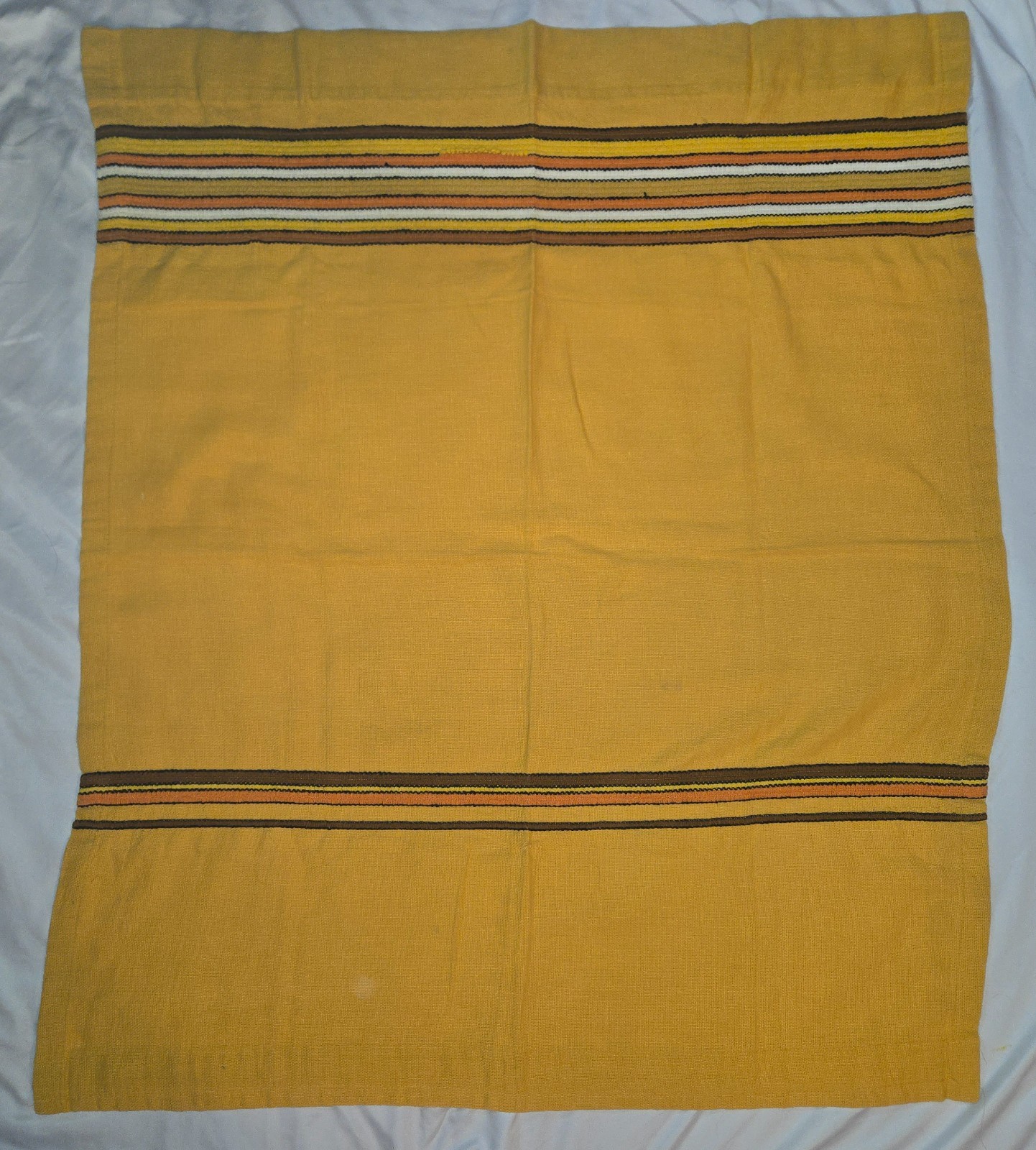 Vintage Retro Boho Cafe Curtain Panel Butterscotch Brown Orange 38″ L x 32″