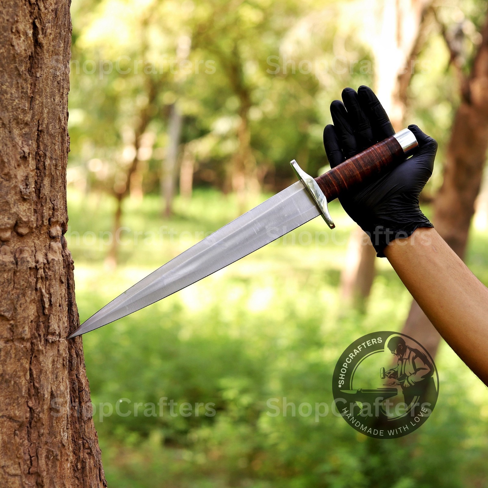 Arkansas Toothpick Dagger Handmade D2 Dagger Hunting knife & Leather Sheath USA