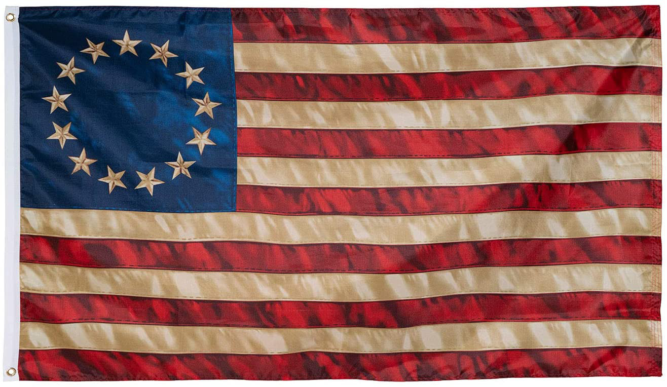 Betsy Ross Flag 3×5 Ft Vintage Tea Stained 13 Stars American Flags Colonial