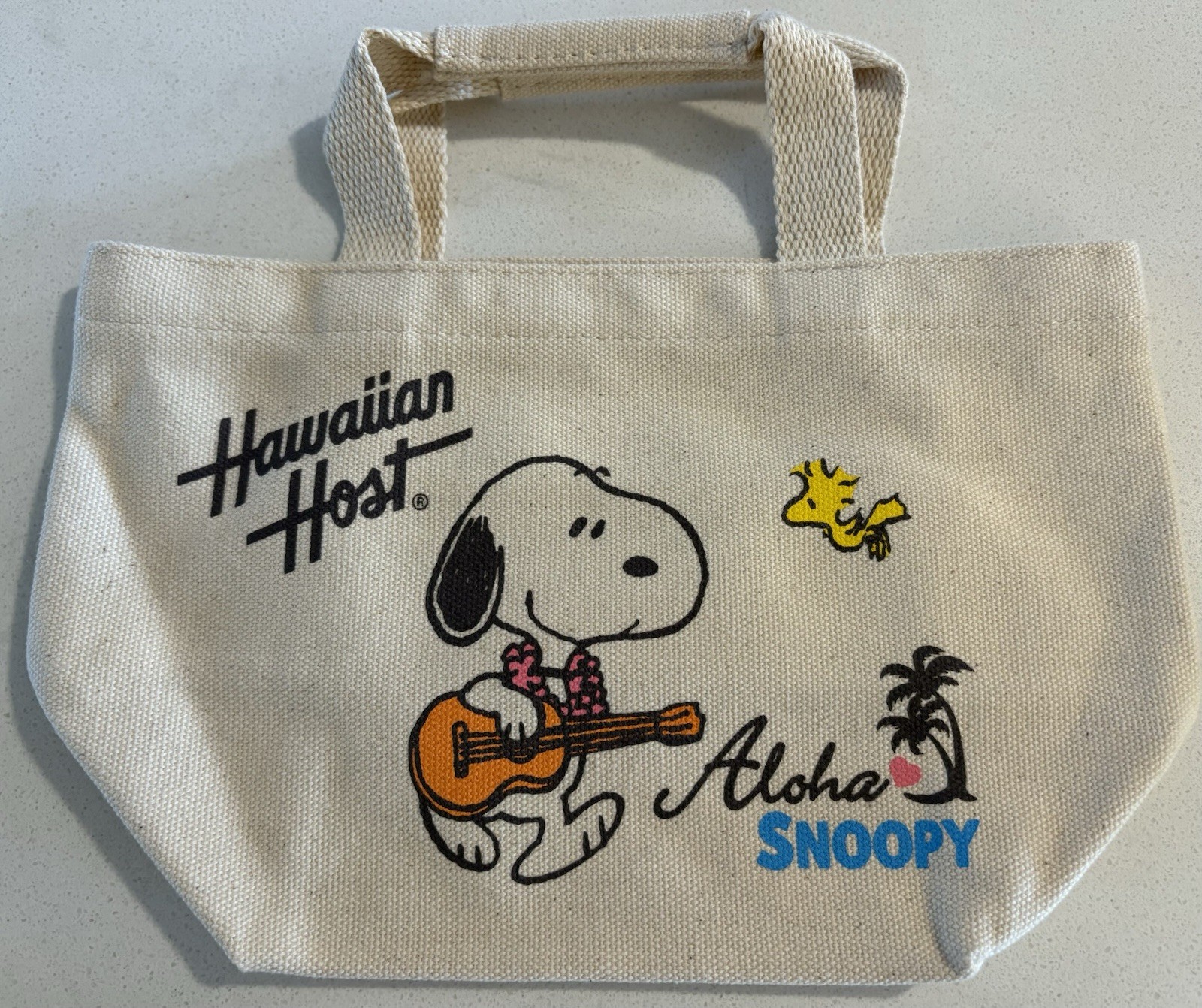 Peanuts Snoopy Combo: Small Aloha-“Hawaiian Host” Tote Bag & 50 Pcs Stickers