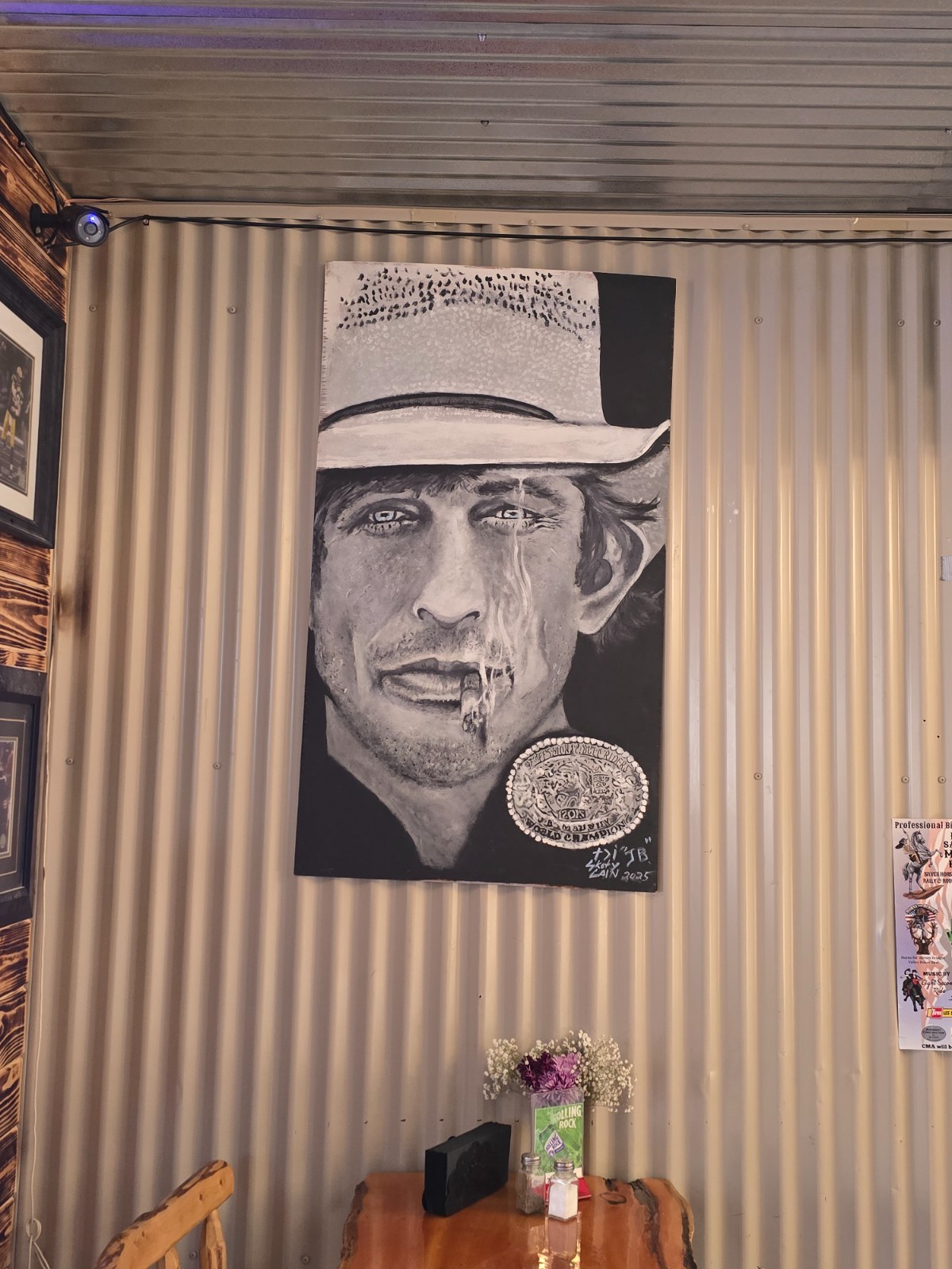 48×32 Original Painting JB Mauney 2X PBR World Champion Signed Skot Lain Wyoming