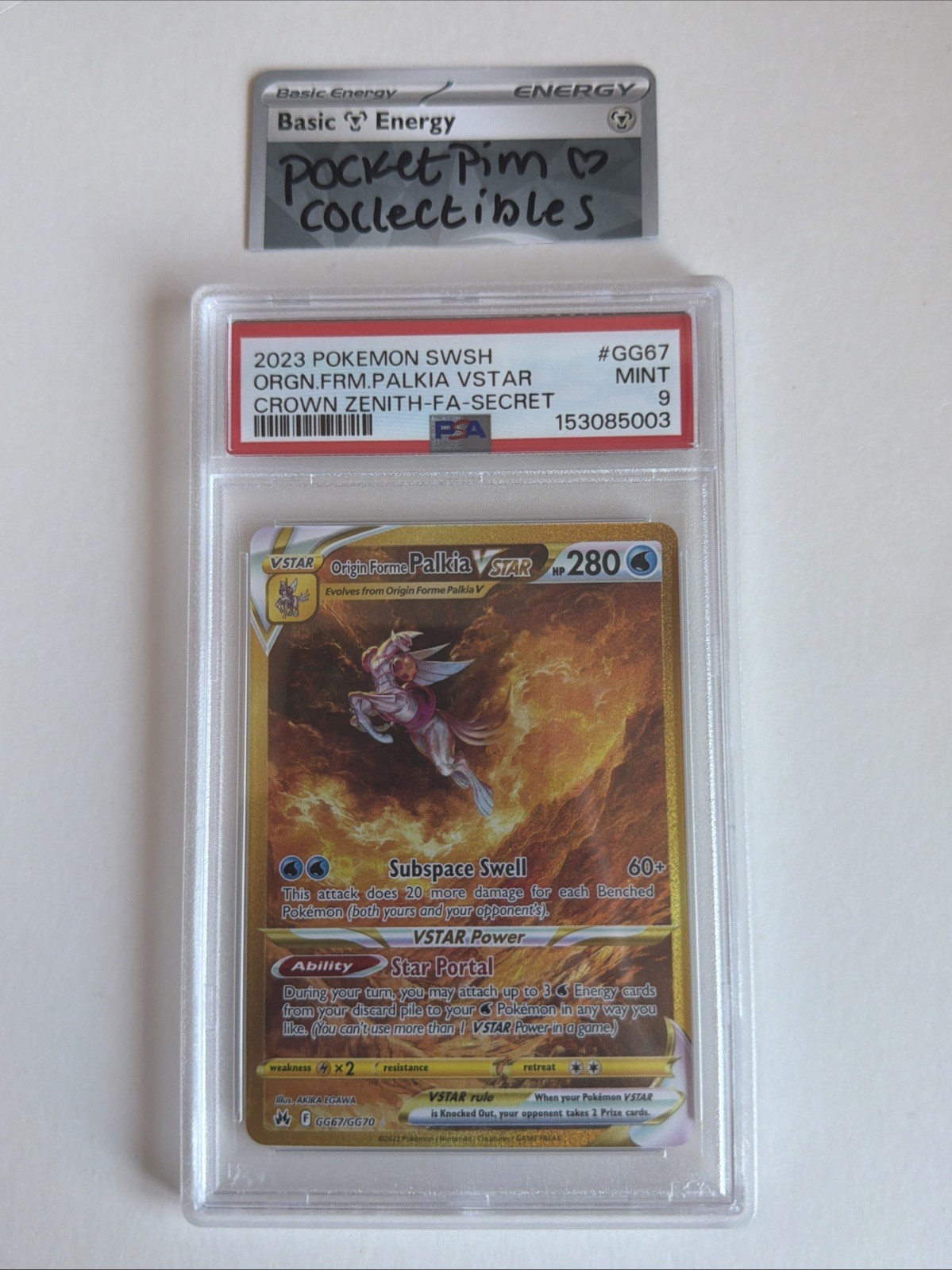 PSA 9 Palkia VSTAR Origin Forme GG67/GG70 Crown Zenith Pokémon TCG Card